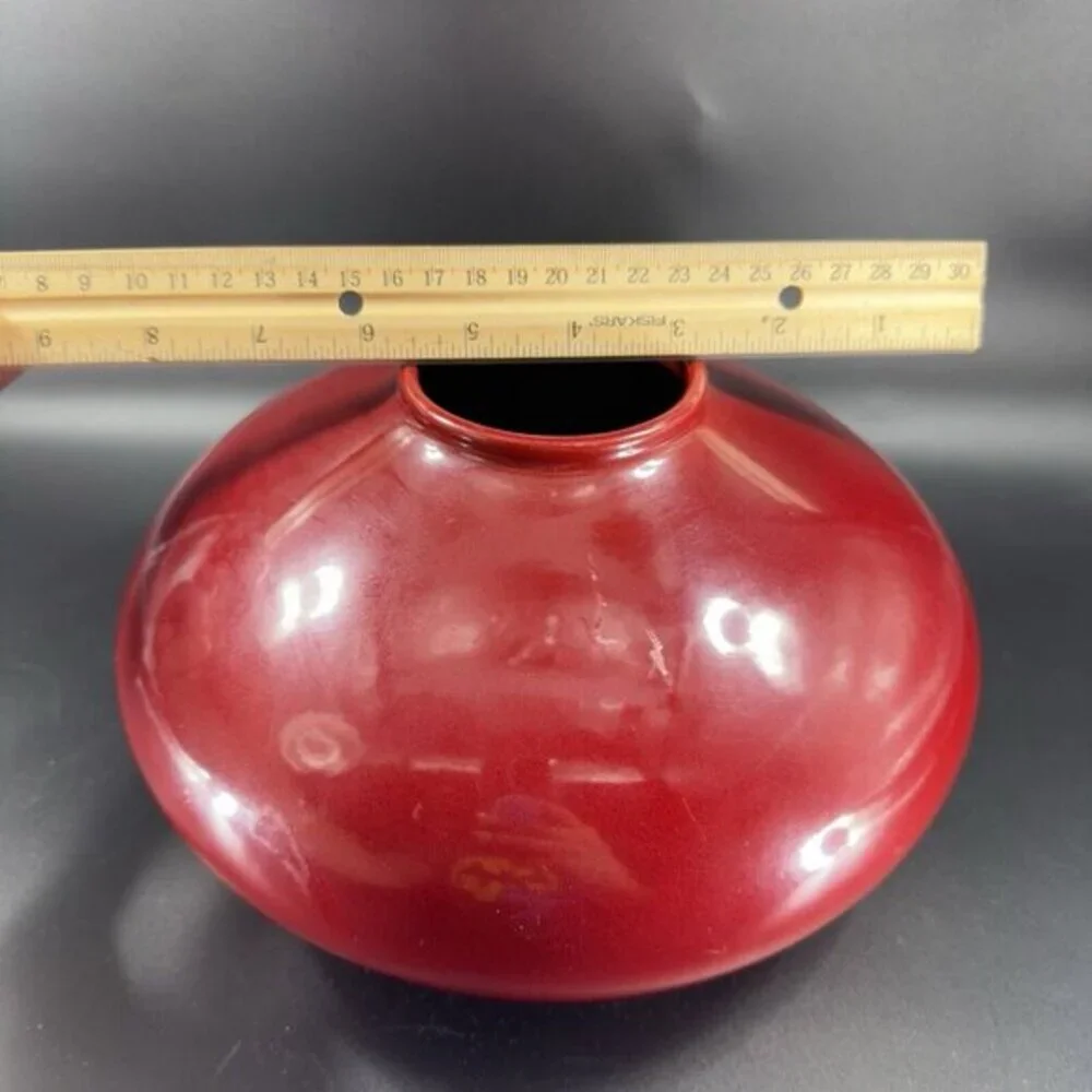 Pier 1‎ Amano German Pottery Oval Red Glazed Vase Vessel Made In Germany Ceramic
